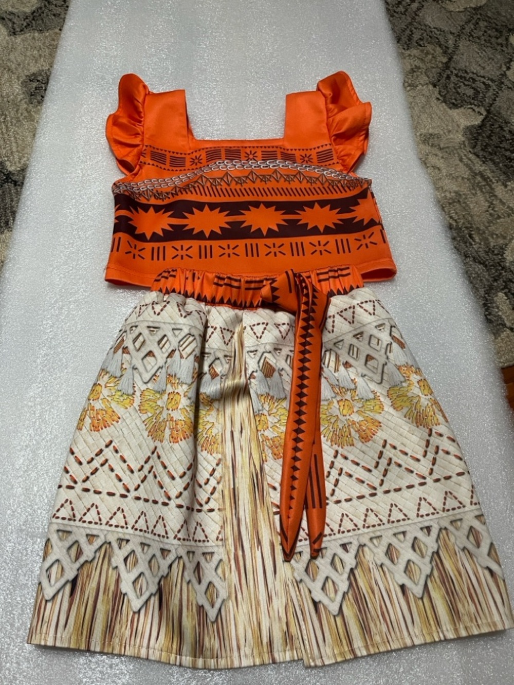 Moana costume Orange Printed Two-Piece Dress Set